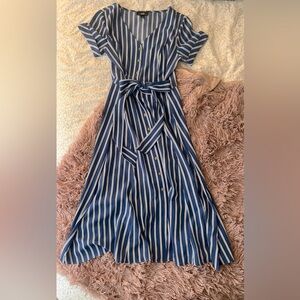 Blue and white striped AGB dress; size 6